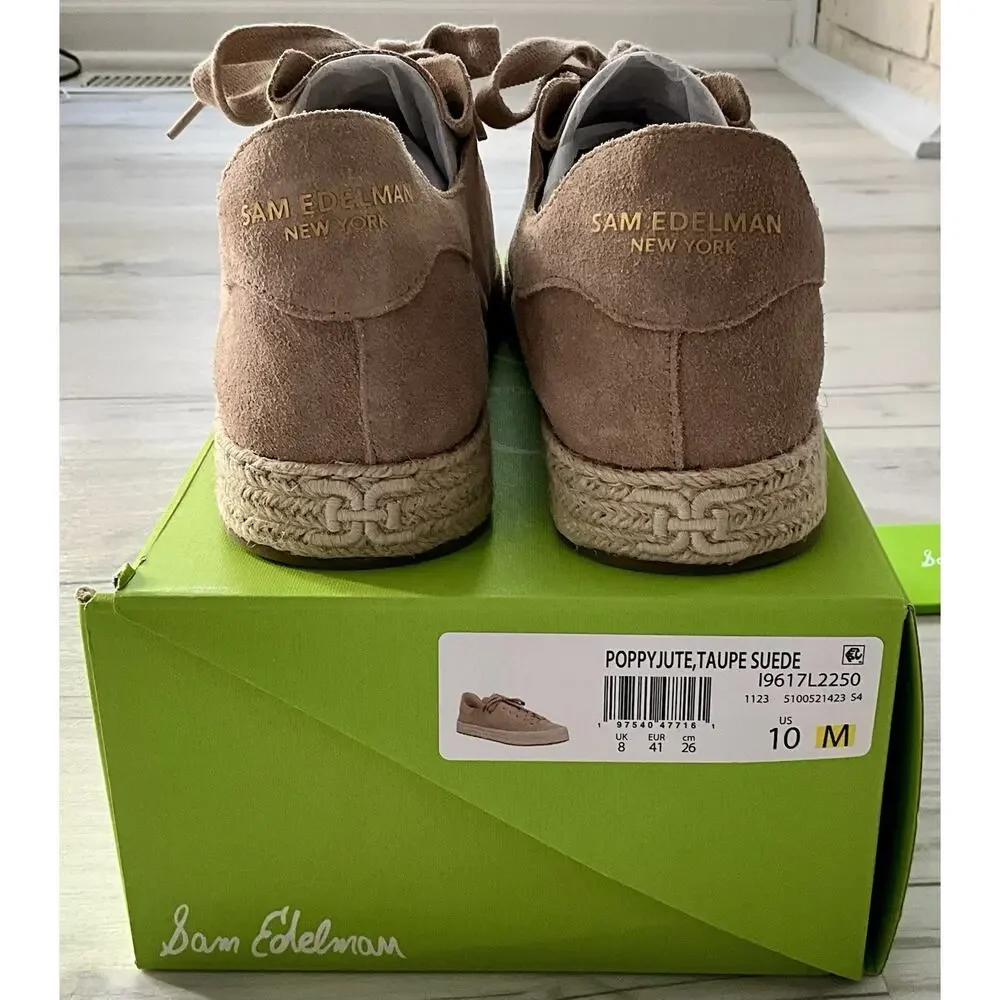 Sam Edelman Women's Poppy Jute Taupe Suede Sneaker Size 10 NIB